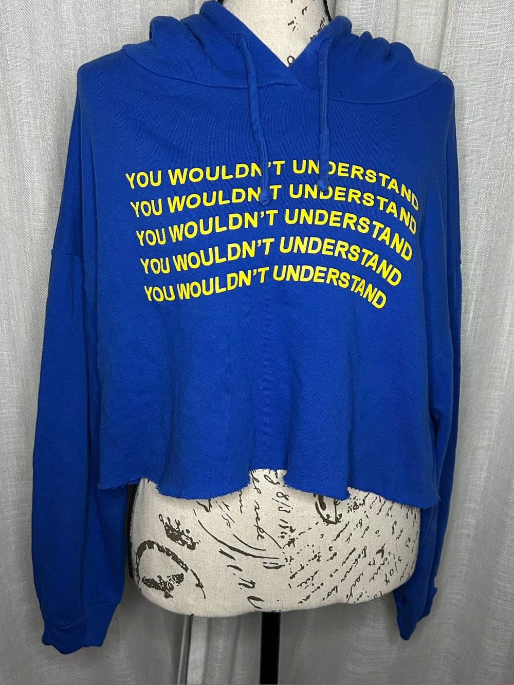 Fashion Nova XL Cropped Royal Blue "YOU WOULDN'T UNDERSTAND" Hoodie